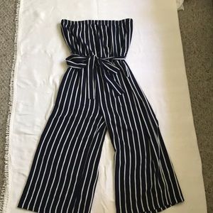 Forever21 striped jumpsuit